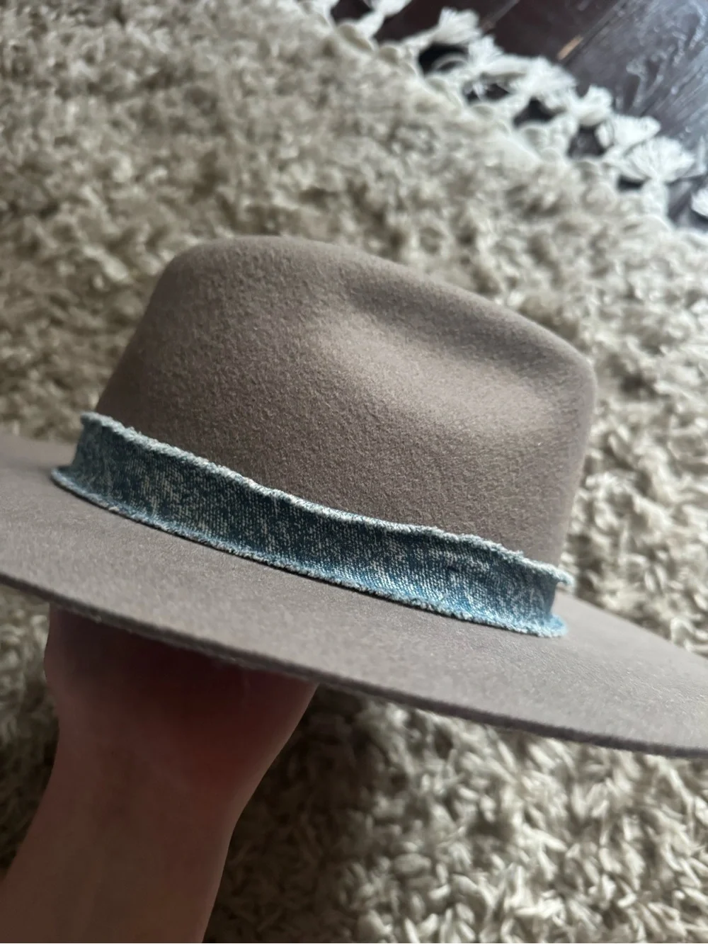 Urban Outfitters felt wide-brim hat with denim band
